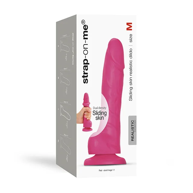Fuchsia size M Strap-On-Me Sliding Skin dildo retail box