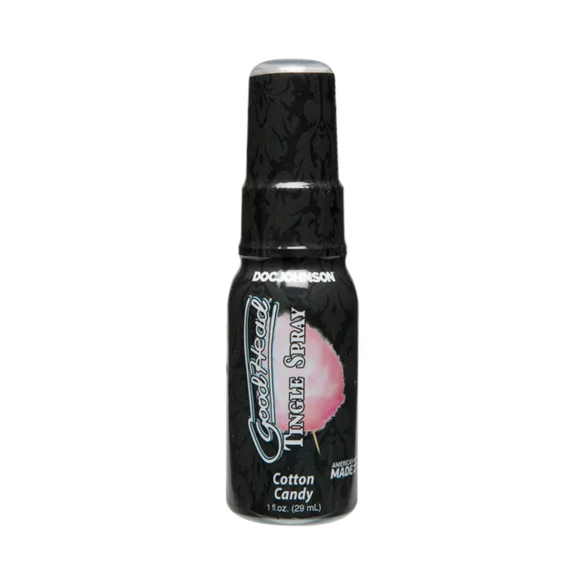 Doc Johnson GoodHead Cotton Candy Tingle spray black one-ounce spray bottle with clear cap and matching label