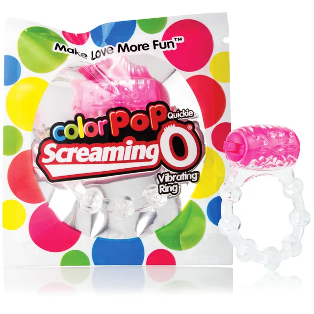 Screaming O Color Pop Quickie clear ring with pink vibrator and package