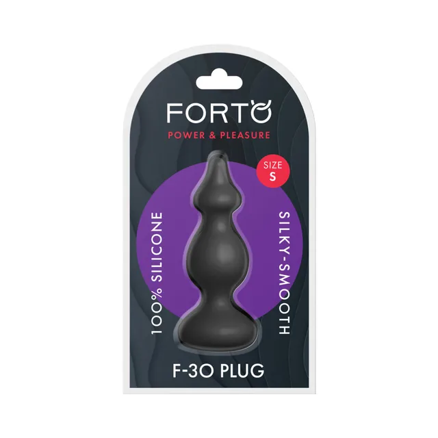 Forto F-30 small black anal plug in retail package