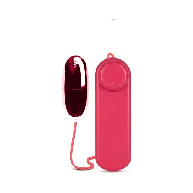 B Yours Power Bullet Cerise egg vibrator beside handheld remote