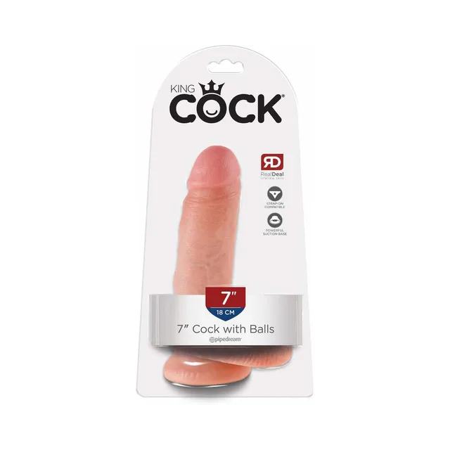 Pipedream King Cock 7-Inch Beige Dildo with Balls retail card front