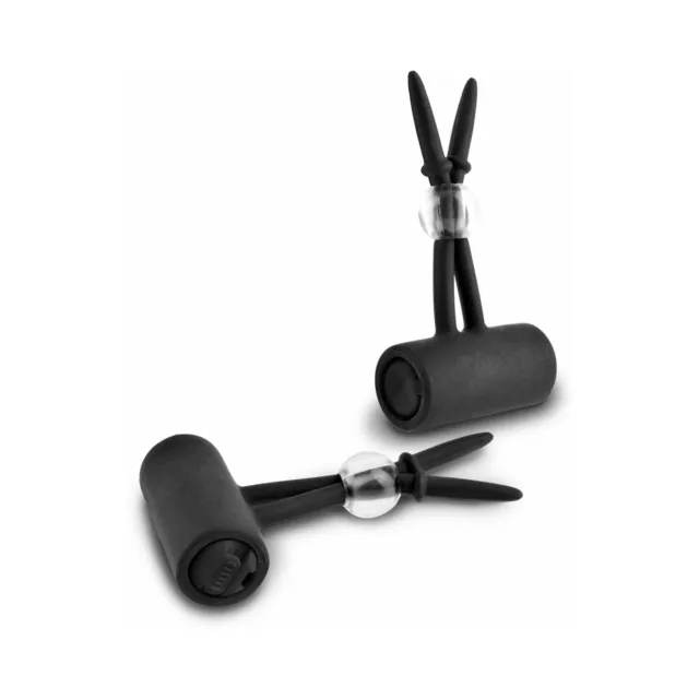 Pipedream Fetish Fantasy Nipple Lassos two black lassos with cylindrical vibration units