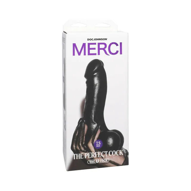 black Merci Perfect Cock 7.5-inch dildo in white retail box