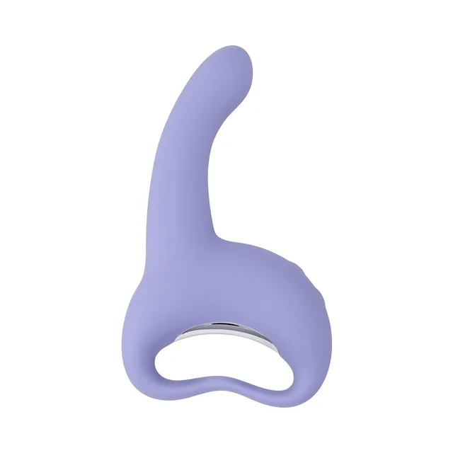 Playboy Nice To Meet You periwinkle handle vibrator front angle with open oval handle