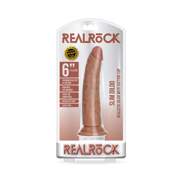 Tan RealRock 6-inch Slim Dildo retail package
