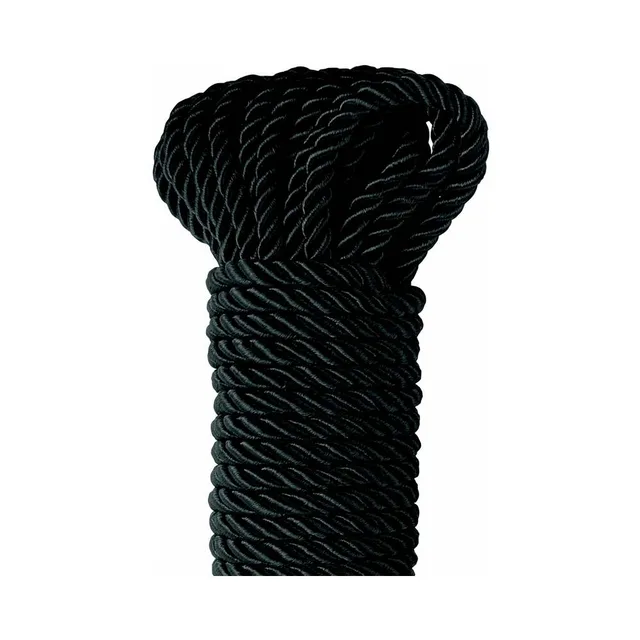 Fetish Fantasy Black Cotton Rope close-up of tightly twisted rope coil