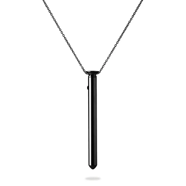 Crave Vesper 2 black cylindrical pendant vibrator on black chain