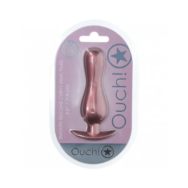 Shots Ouch rose-gold Curvy silicone plug plug sealed in pink oval blister pack