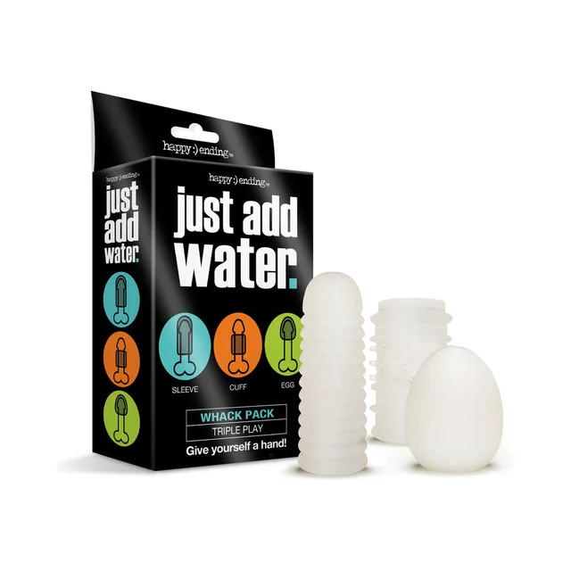 Just Add Water Whack Pack Triple Play box with three white TPE pieces