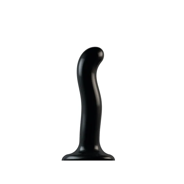 medium black Strap-On-Me P&G-Spot dildo standing on wide flared base