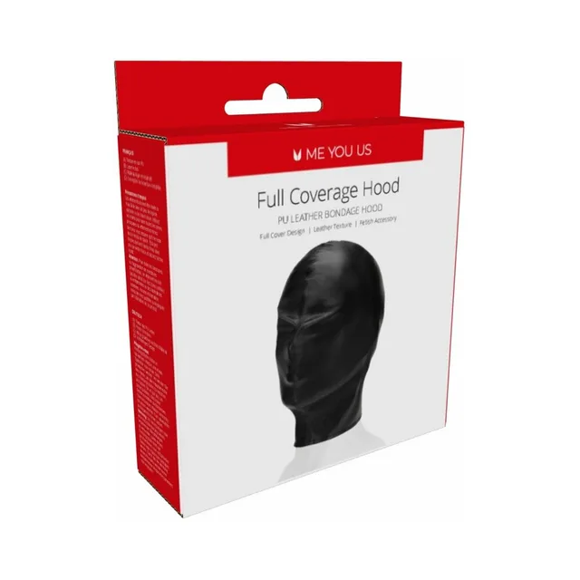 Black Me You Us full coverage hood on red-white package