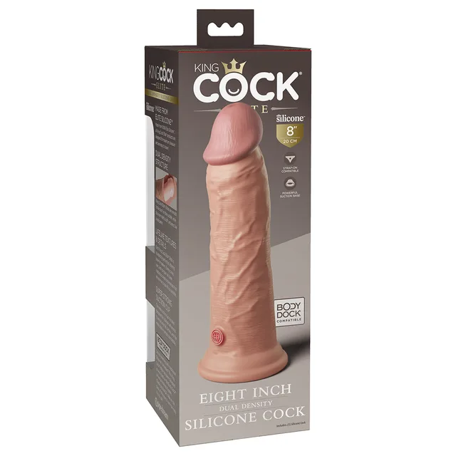 King Cock Elite Beige 8-inch dildo angled retail box
