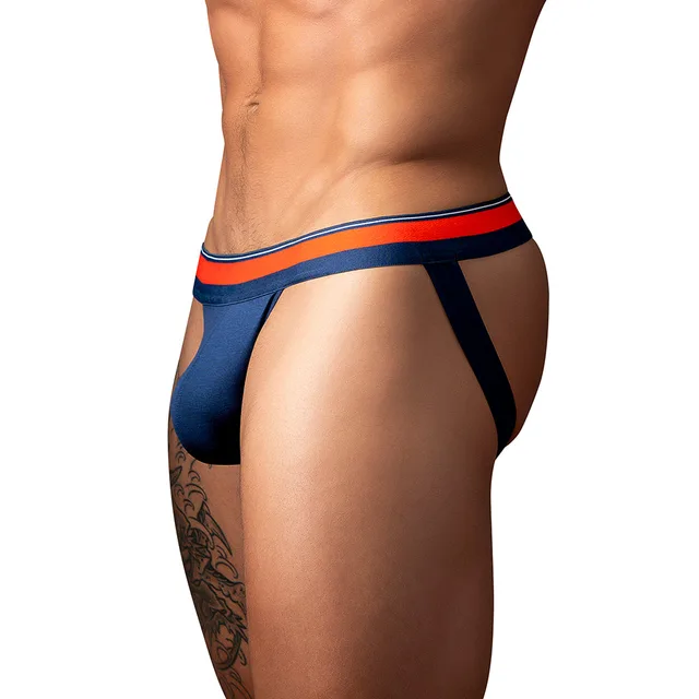 Side front view of Navy Male Power Soo Comfy Jock S/M