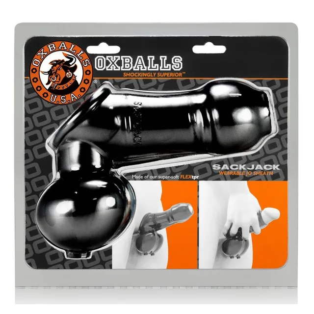 Oxballs Sackjack black dual-section TPE sheath in blister package