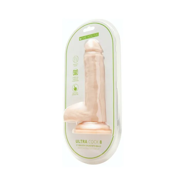 Me You Us Ultra Cock 8-inch dual-density dildo blister pack