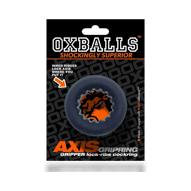 Oxballs Axis Black Ice ribbed ring in retail package