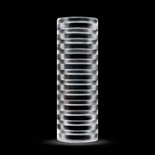 Blush RIZE Ribz clear glow-in-the-dark stroker upright ribbed cylinder on black