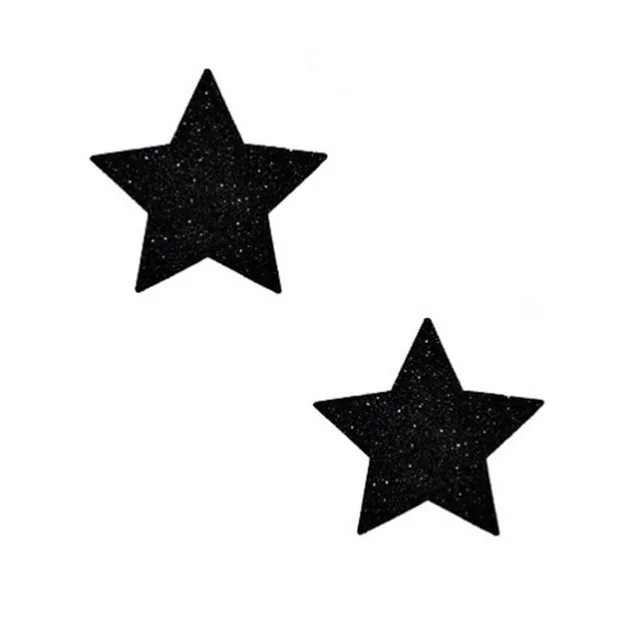 Pair of black glitter Neva Nude Starry Night five-point pasties