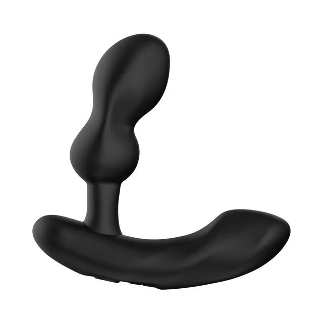 Side view of black Lovense Edge 2 with adjustable bulb and curved base