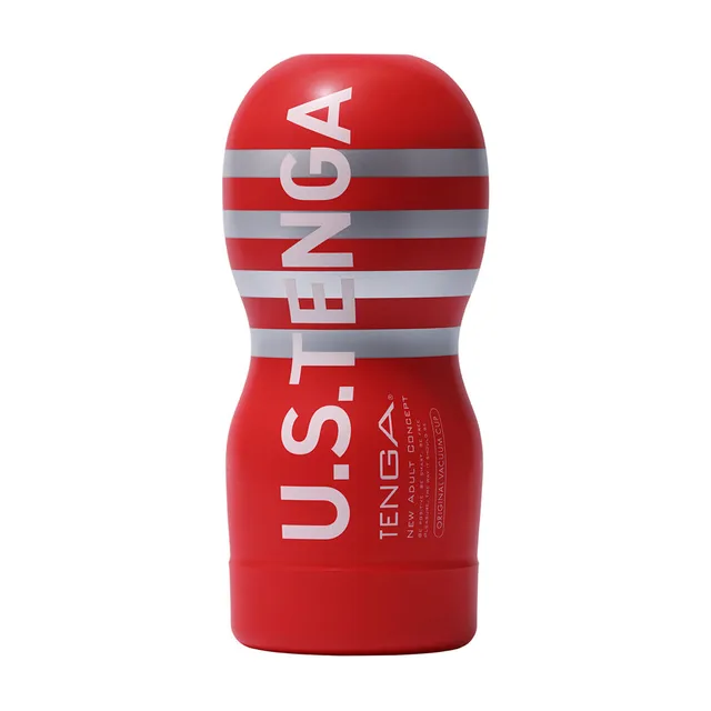 Front view of red Tenga U.S. Original vacuum cup