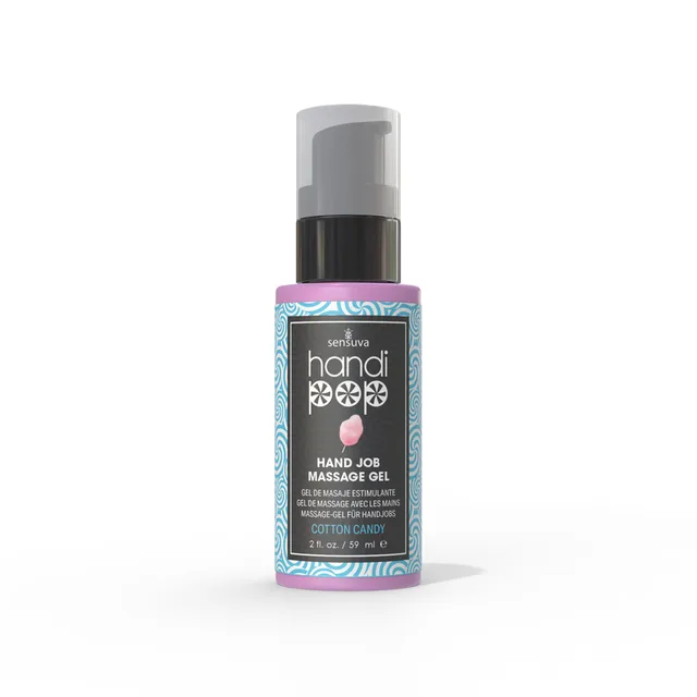 Sensuva HandiPop Cotton Candy massage gel pump bottle with teal pink label