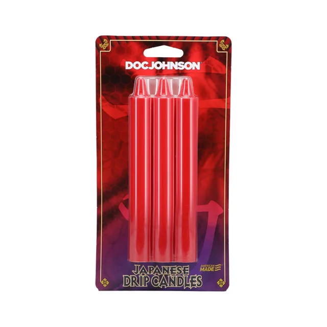 Doc Johnson Japanese Drip Candles three red candles in retail blister pack
