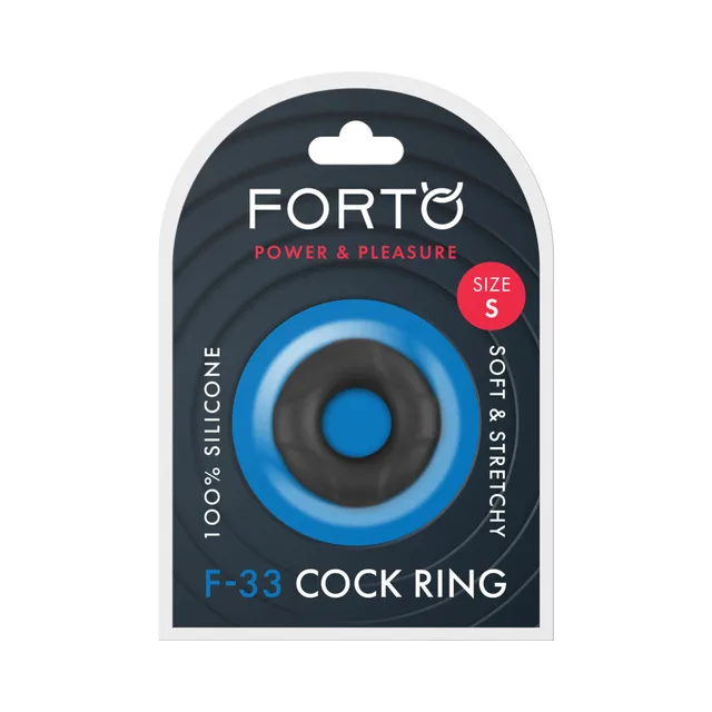 Forto F-33 small black cock ring in retail package