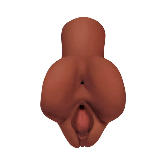 Front view of brown dual-entry stroker with torso contour