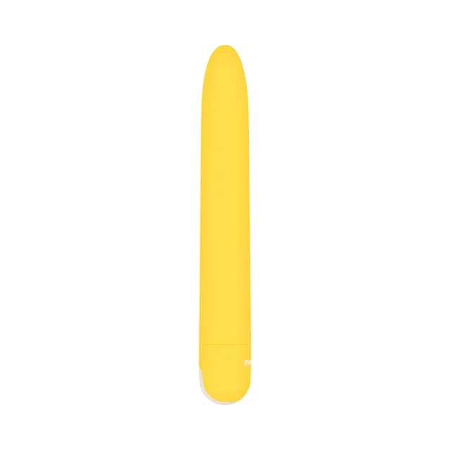 Front view of slim yellow Sunny Sensations vibrator