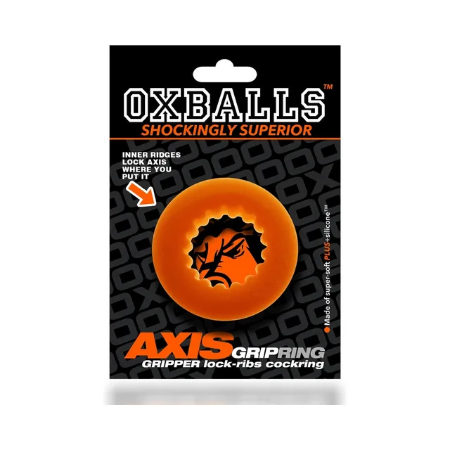 Oxballs Axis Orange Ice ribbed ring in retail package
