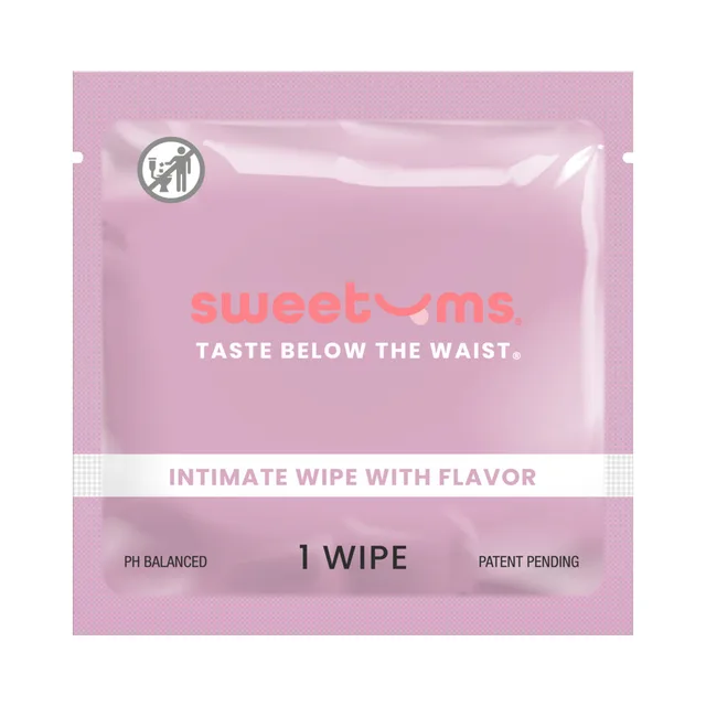 Sweetums Grape intimate wipes single grape packet front view