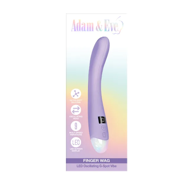 Adam and Eve Finger Wag lilac vibrator in retail card