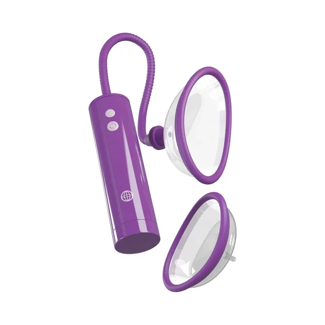 Purple rechargeable pump handle with two clear oval cups