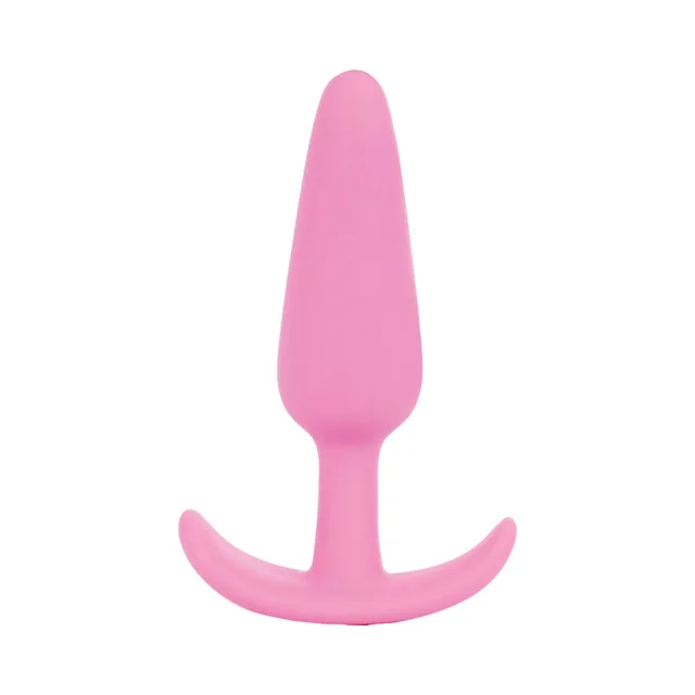 Unboxed light pink Mood Naughty plug with tapered tip and curved base