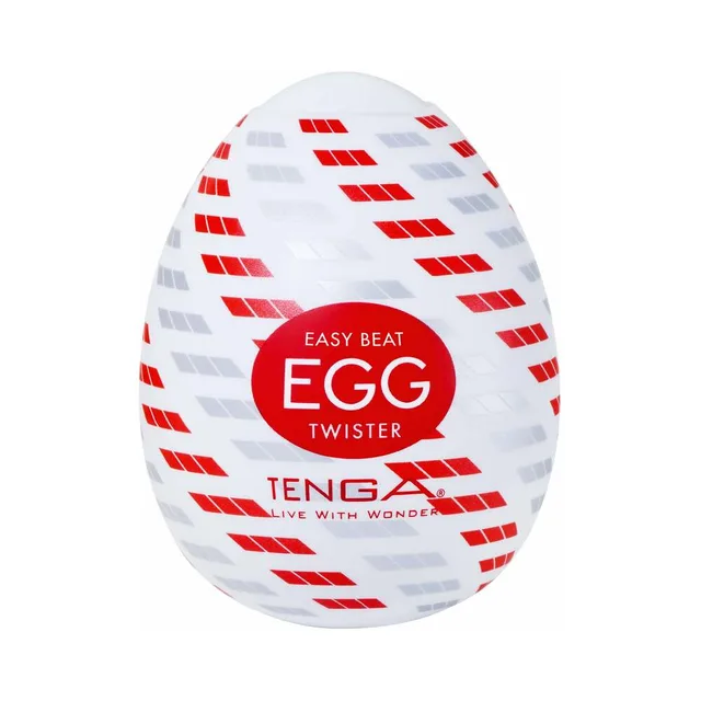 White TENGA Egg Twister package with red diagonal stripe pattern