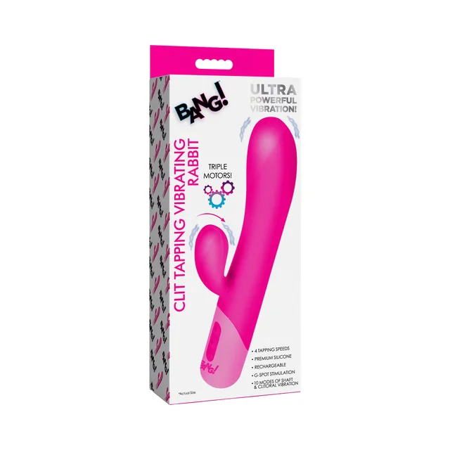 BANG pink vibrating rabbit vibrator in illustrated retail packaging
