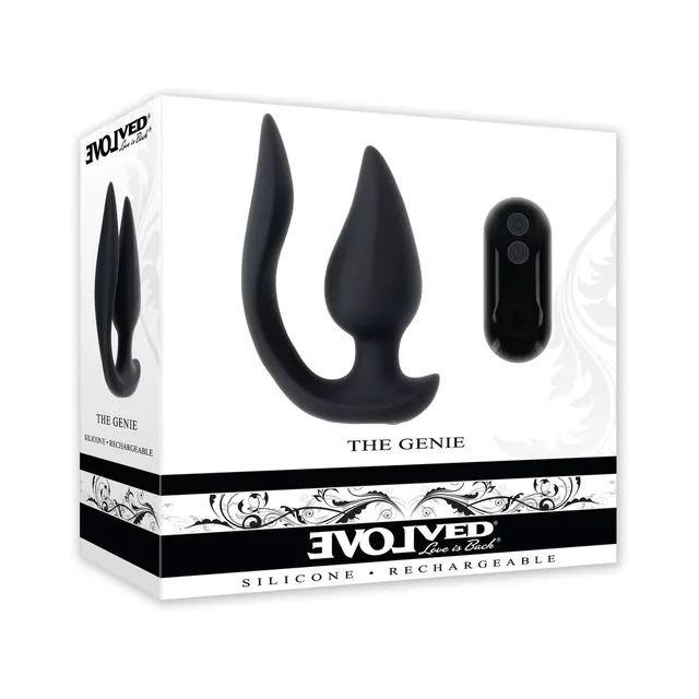 Evolved The Genie black vibrator, remote and white retail box
