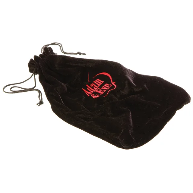 Adam & Eve black velvet storage bag drawstring pouch with red embroidered logo