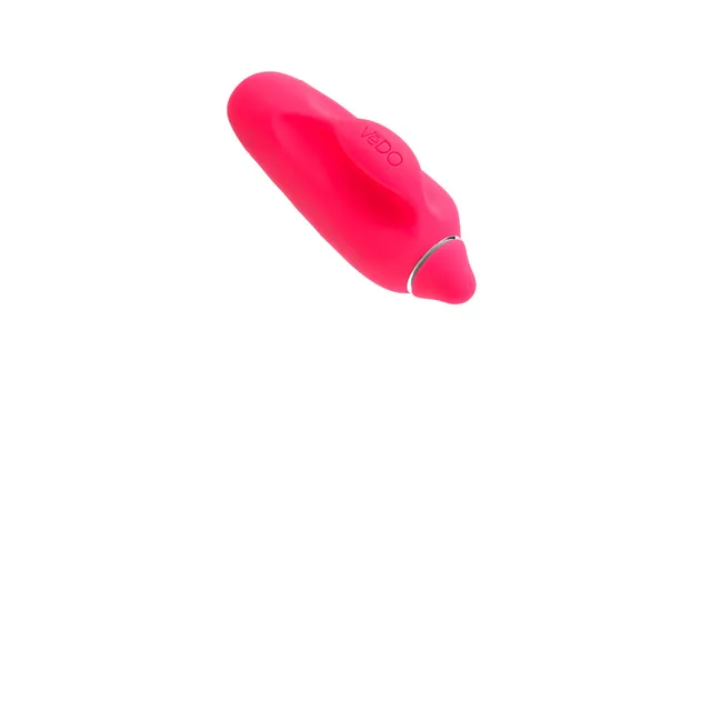 Angled top view of compact pink Vivi finger vibe
