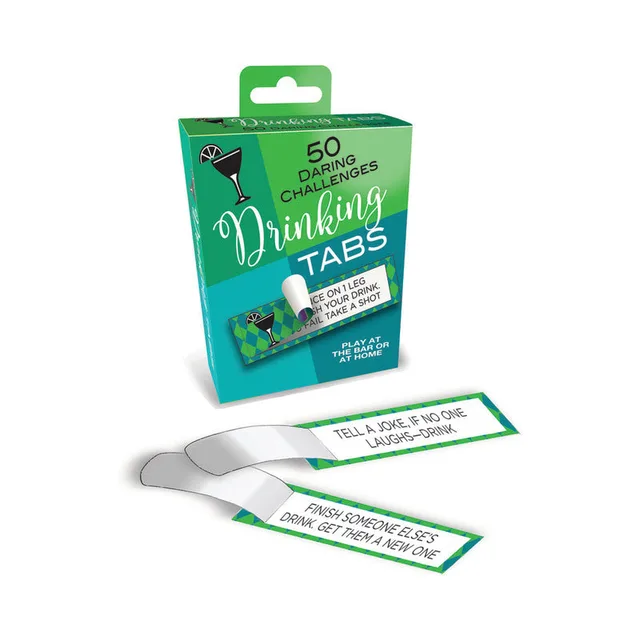 green Little Genie Drinking Tabs box with two silver peel-open activity tabs