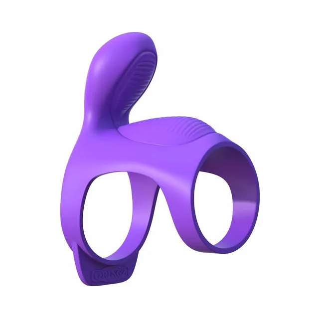 Fantasy C-Ringz Purple Couples Cage angled view with two circular rings