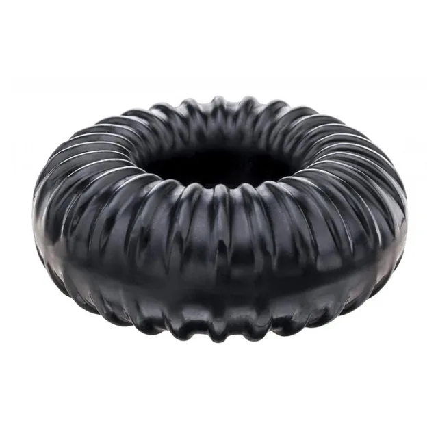 Perfect Fit Black Ribbed Ring black thick ring with diagonal ribs and raised beads