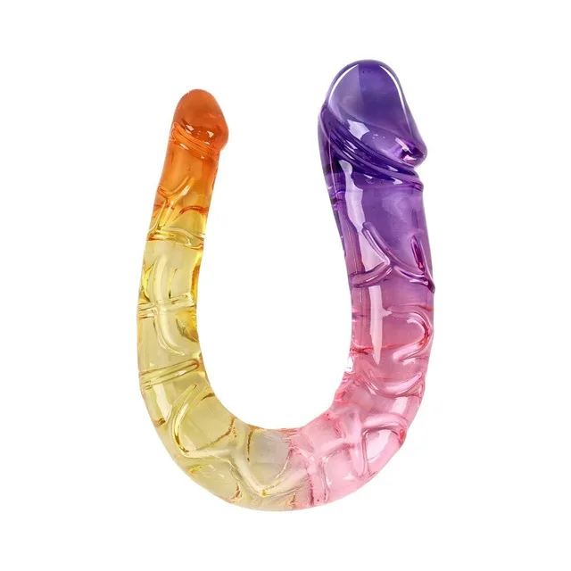 Upright view of orange and purple Sunrise Dreams double dong