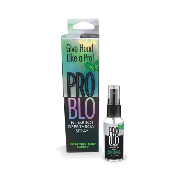 Little Genie ProBlo Mint 1 oz Spray black pump bottle beside matching carton