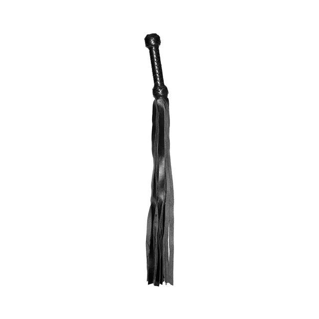 Vertical black Prowler RED flogger with braided handle and loop