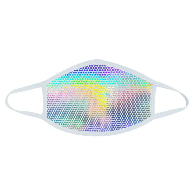 White Neva Nude face mask with pastel holographic dot pattern