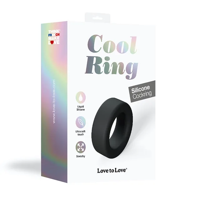 Black Lovely Planet Cool Ring oval silicone C-ring beside retail box