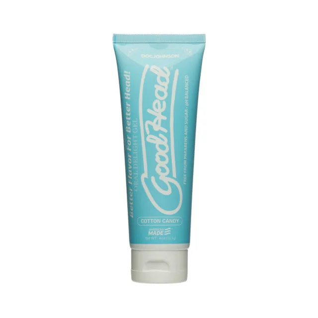 Doc Johnson GoodHead cotton candy gel matching squeeze tube with white flip-top cap