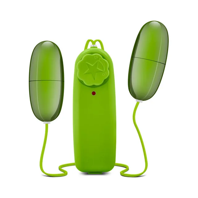Blush B Yours Lime Double Pop Eggs two green wired eggs flanking remote